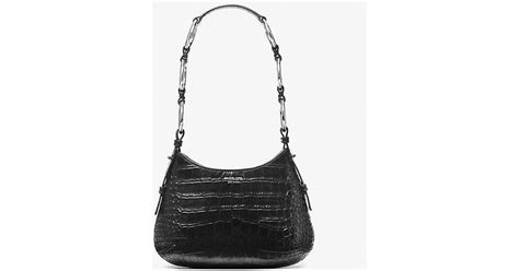 michael kors croco embossed leather shoulder bag|Bardot Mini Crocodile Embossed Leather Hobo Shoulder Bag.